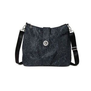 baggallini Women's Helsinki Crossbody Hobo Bag   Black & Gray Floral